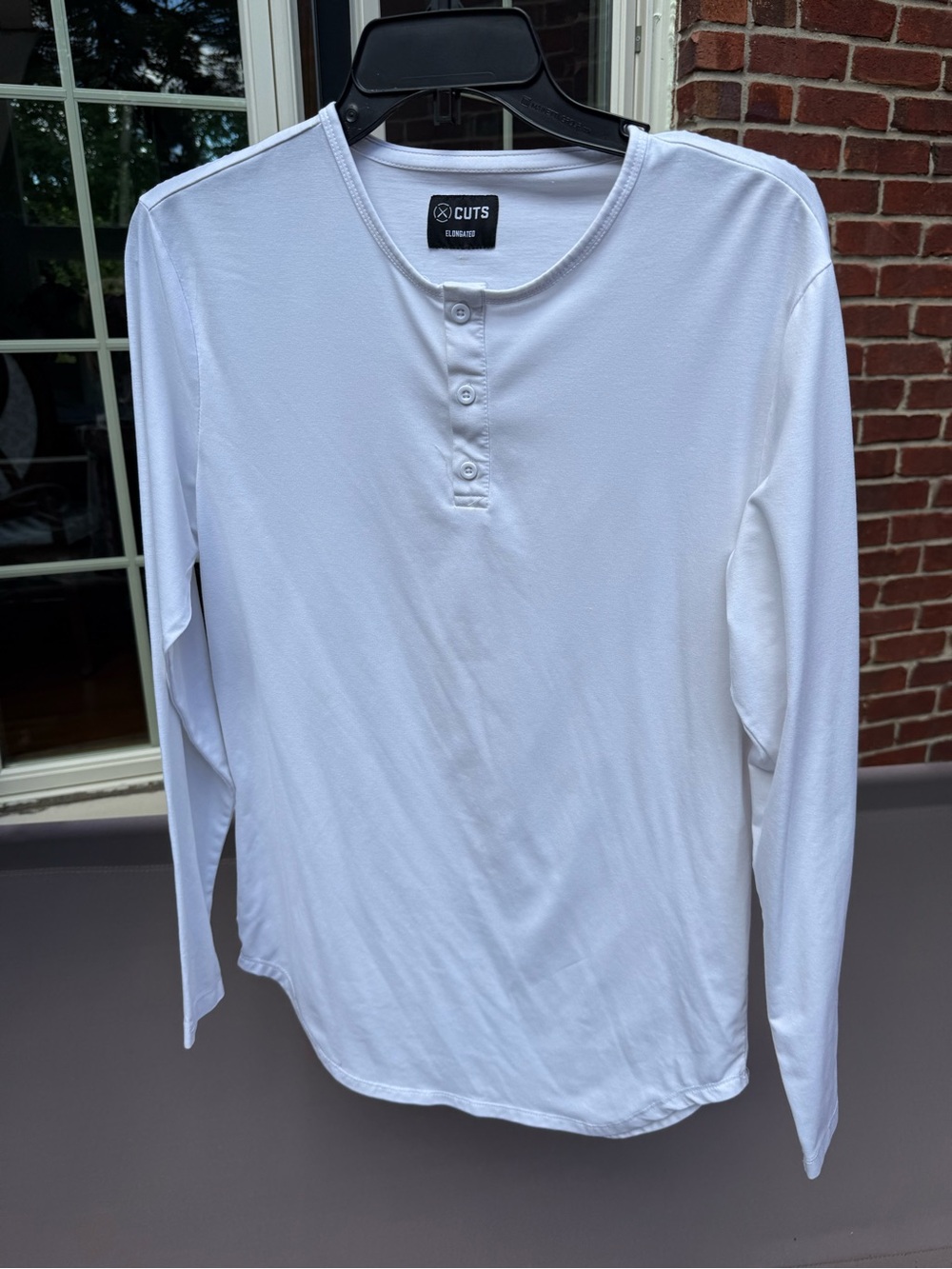 Cutter & Buck White Long-Sleeve Henley - Classic Men's Shirt